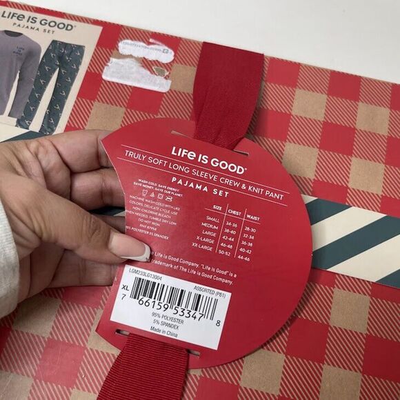 Life Is Good Mens Pajama Set XL Truly Soft Long Sleeve Crew Knit Pant Christmas - Picture 7 of 7